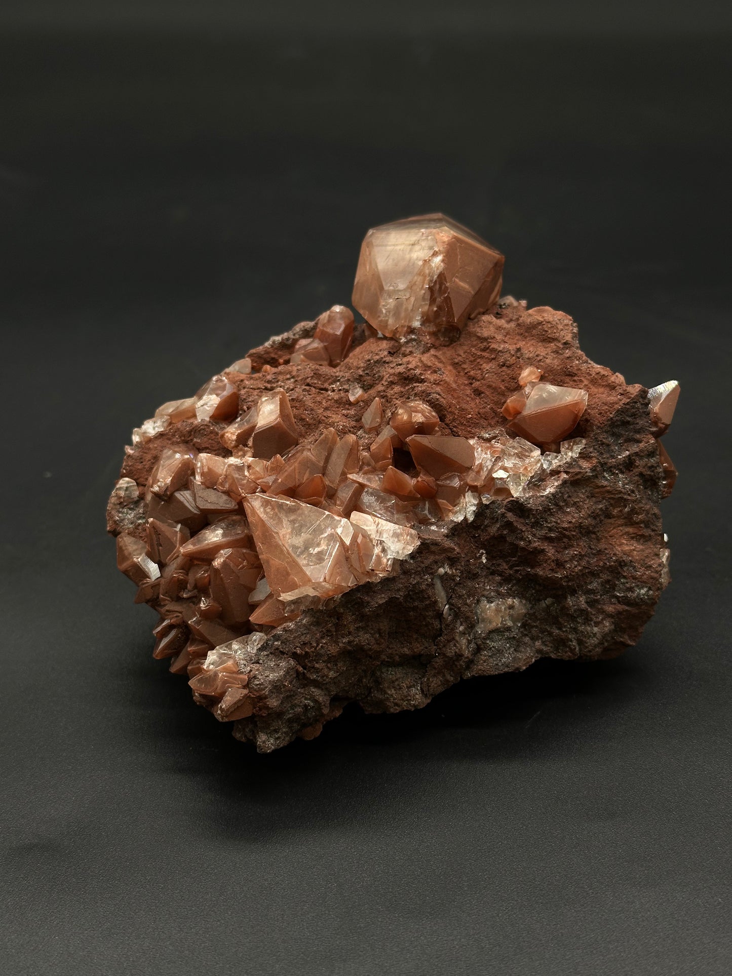 Diamond Calcite (508W26) crystal, showcasing its intricate geometric formations and smooth, polished surfaces, highlighting its reflective and lustrous qualities.
