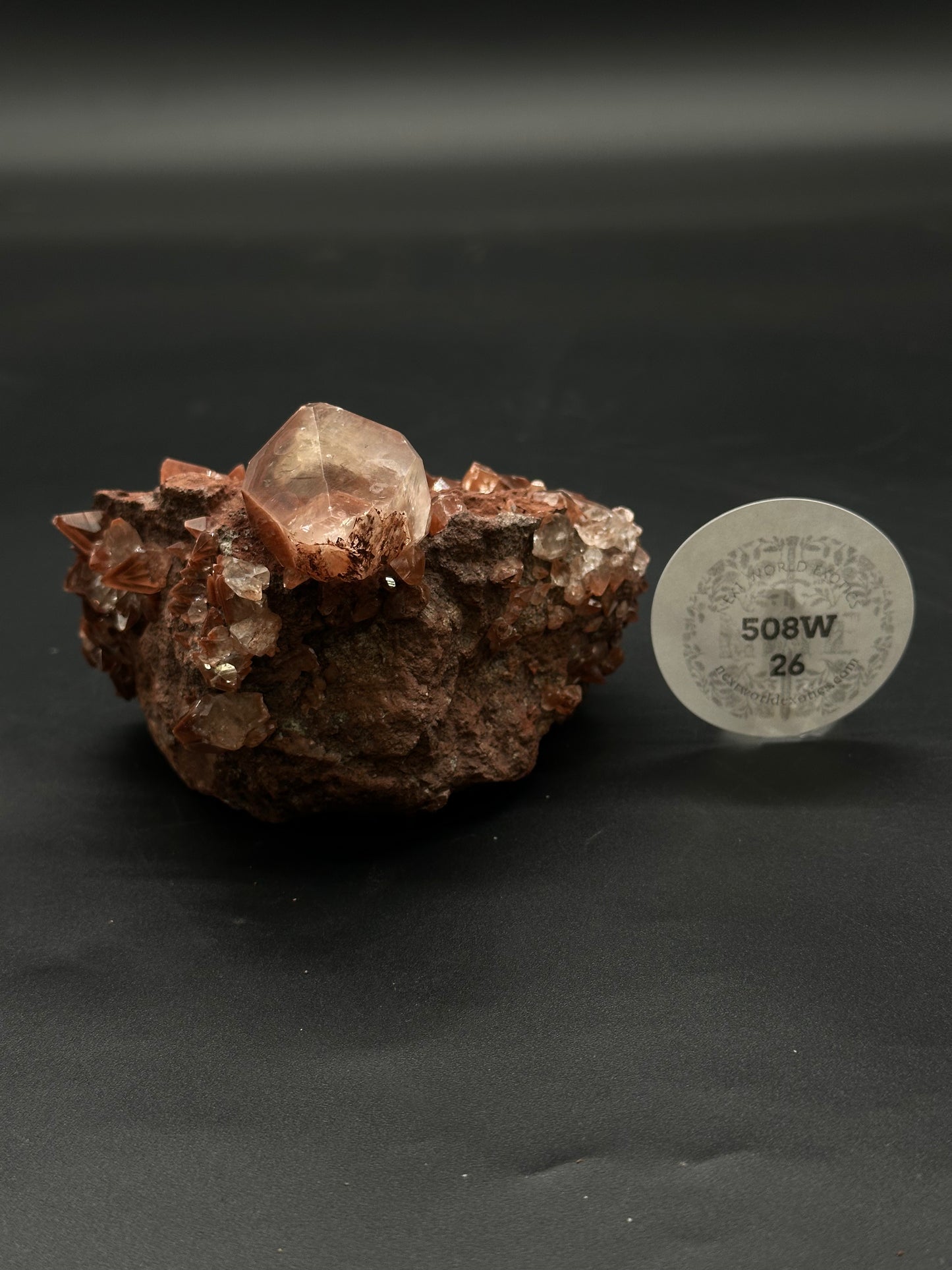 Diamond Calcite (508W26) crystal showcasing intricate, layered formations and a glossy finish, highlighting its natural mineral beauty and unique texture.