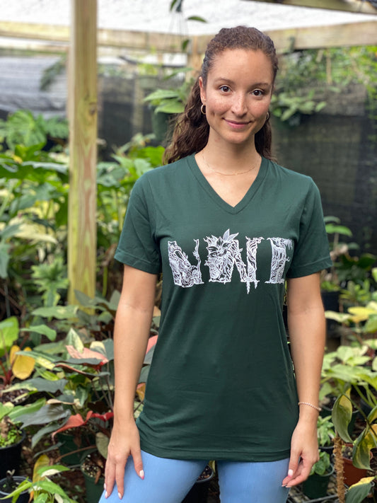 Green NWE Logo V-Neck T-Shirt