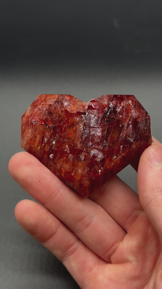 Fire Quartz Faceted Heart (213W03)