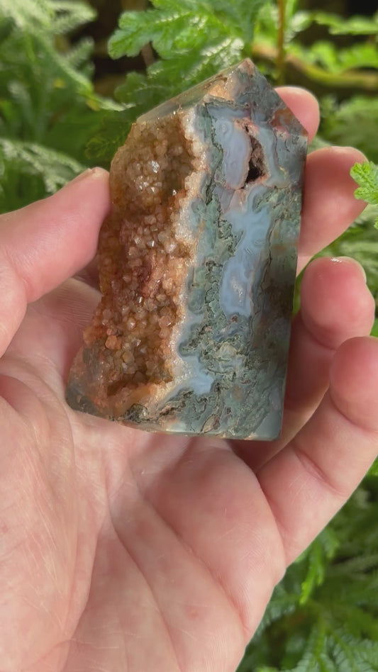 Red Moss Agate Tower - Raw Edge