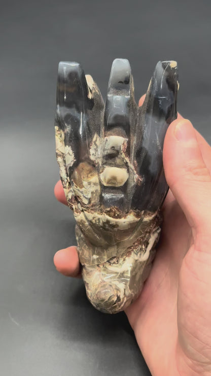 Volcanic Agate Dragon Carving (812W17)